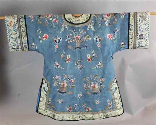 A Chinese embroidered silk robe, late 19th century,